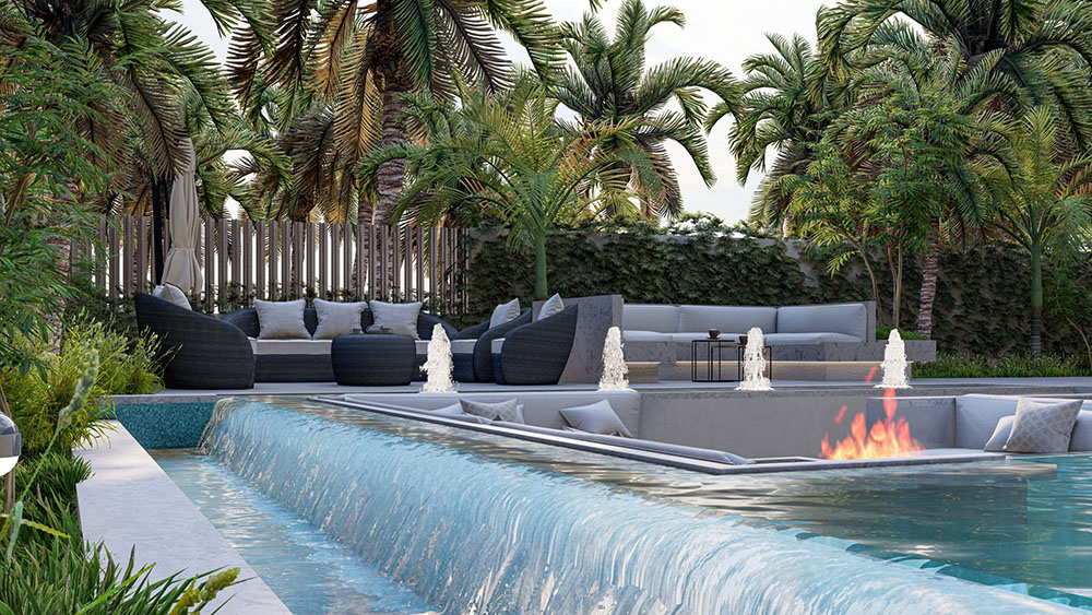 Luxury outdoor swimming pool